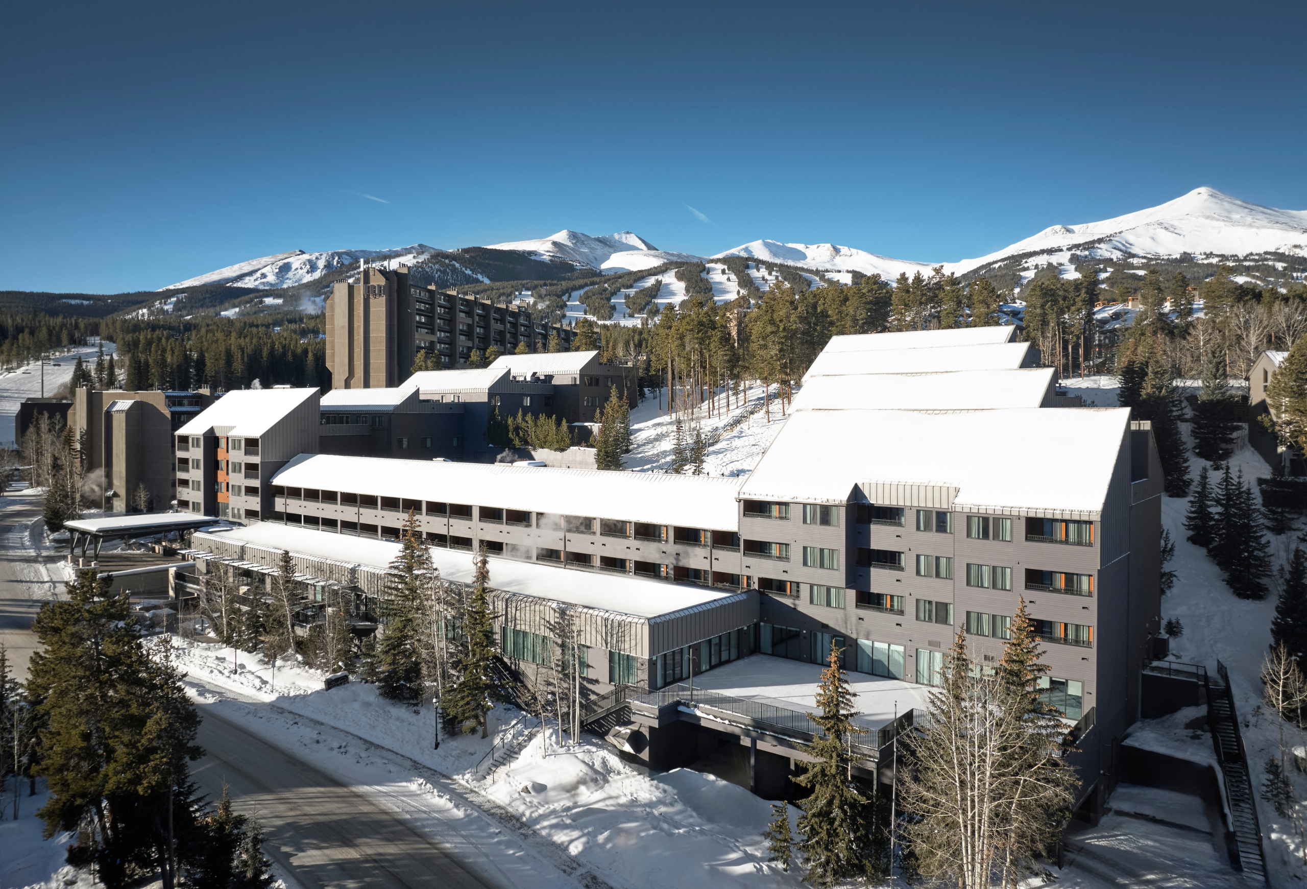 Daytime exterior of Hotel Alpenrock in Breckenridge