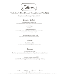valentines day dinner menu alpenrock 